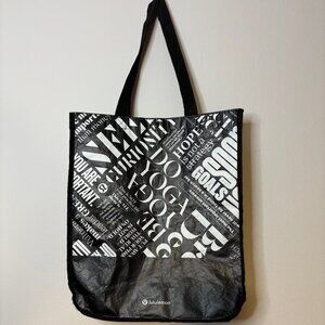 Lululemon Yoga Large Reusable Shopping Gift Bag Tote Black and White